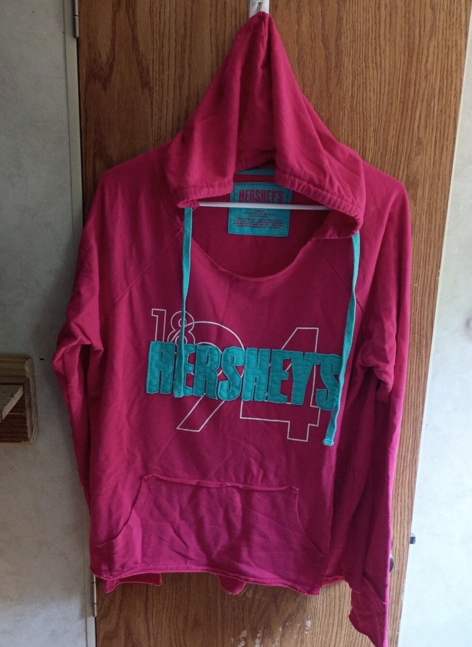 Hershey's Hot Pink 3D Embroidered Logo Hoodie L Y2K Candycore Streetwear
